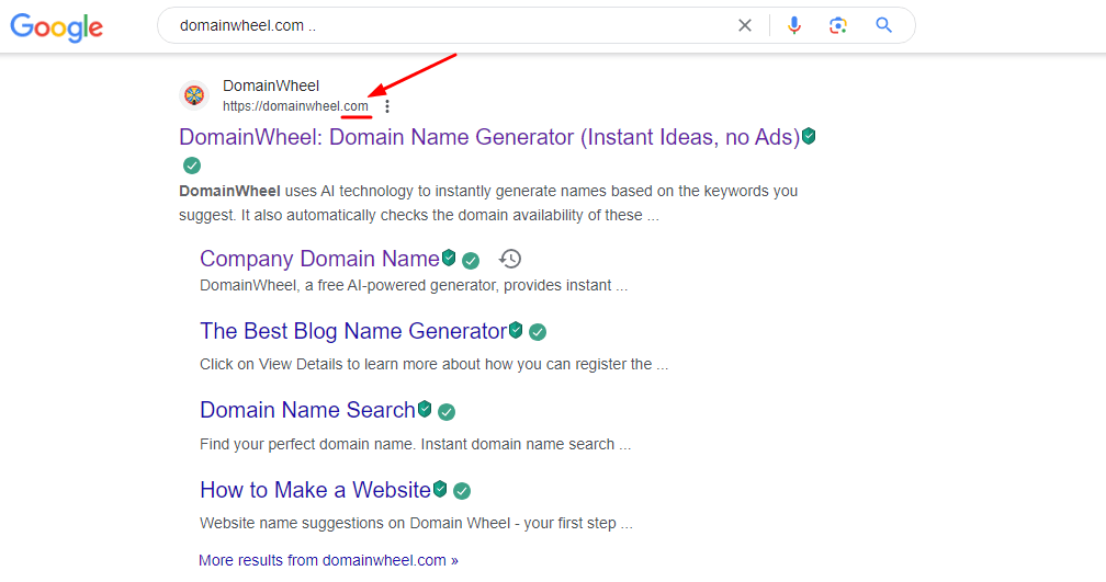 An example of a domain extension in a Google search result to help illustrate what .online is.
