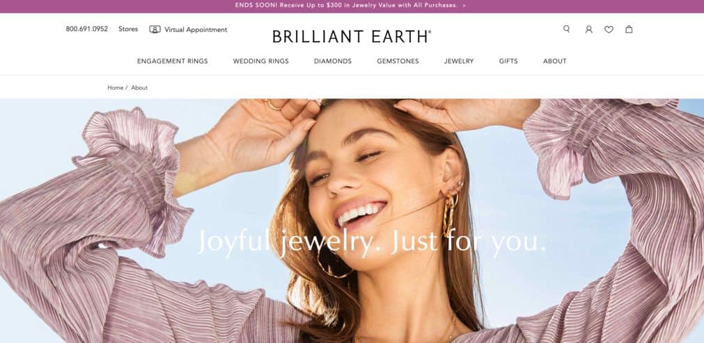 Brilliant Earth homepage