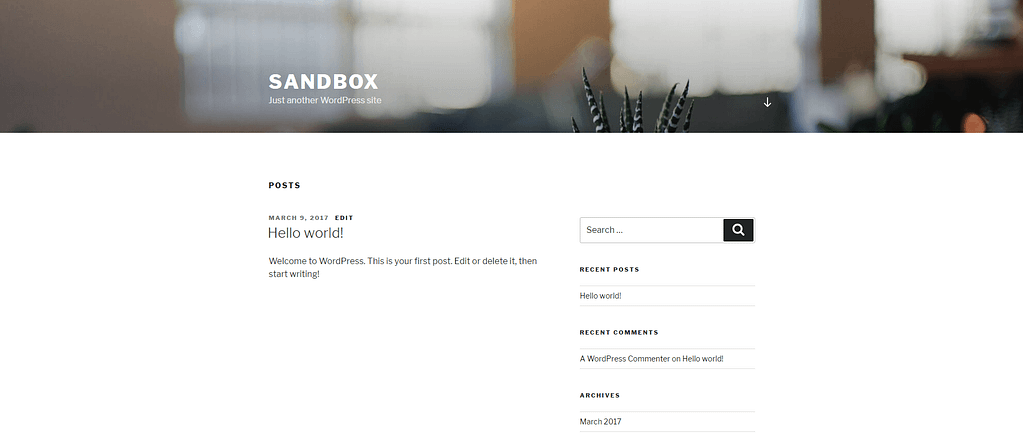 WordPress running a default theme