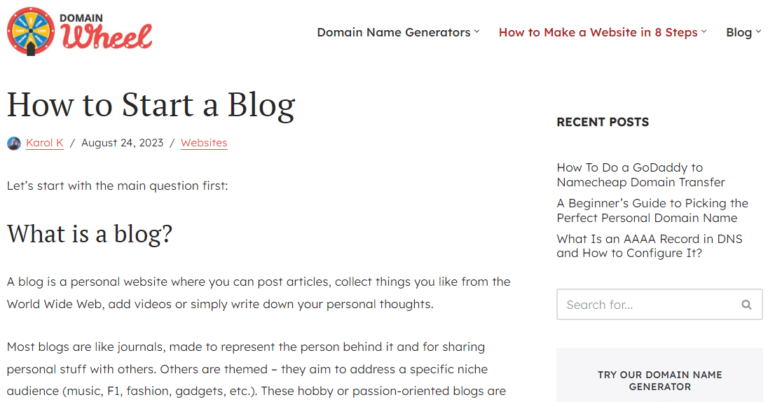 DomainWheel blog post that can be an example of what is cornerstone content.