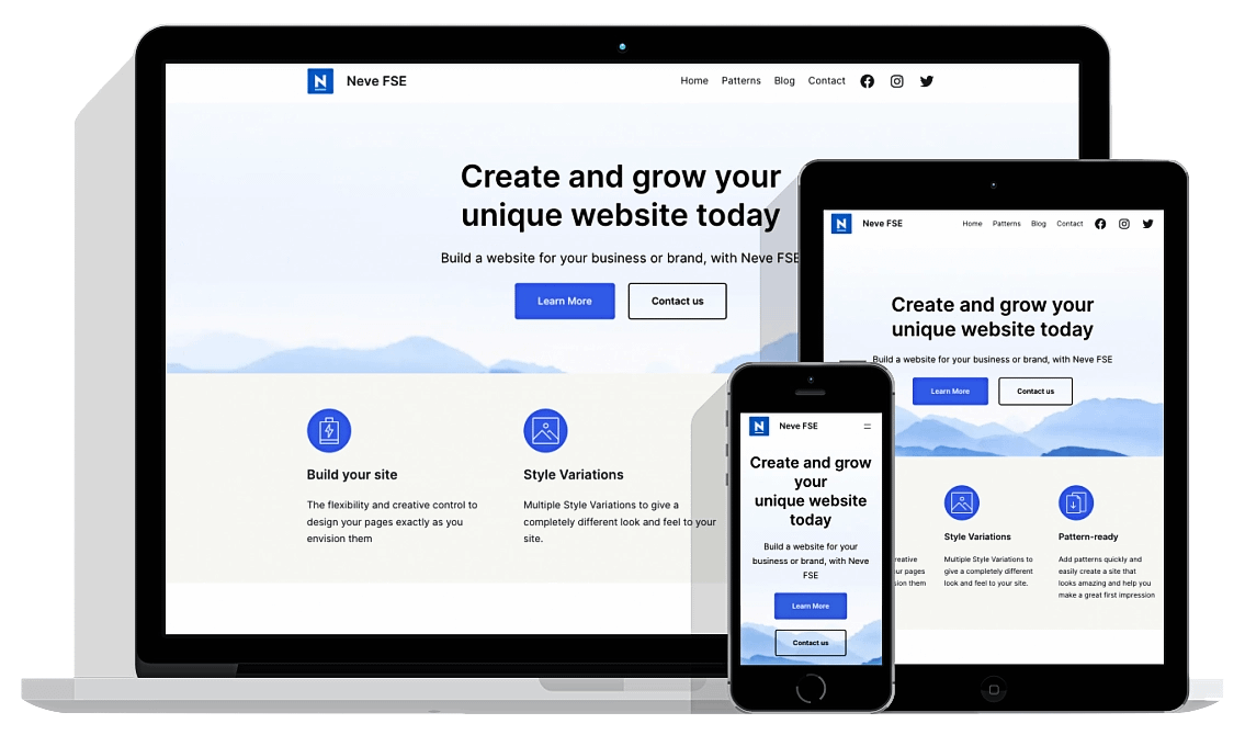 Neve FSE Mockup for Desktop Tablet and Mobile