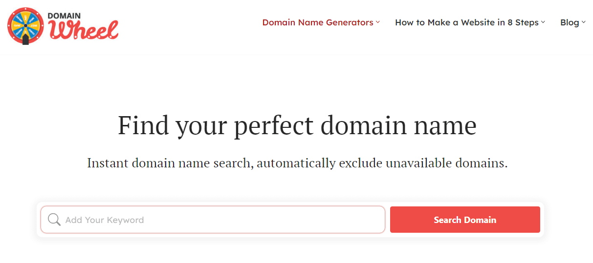Using a domain name search generator to find a personal domain name.