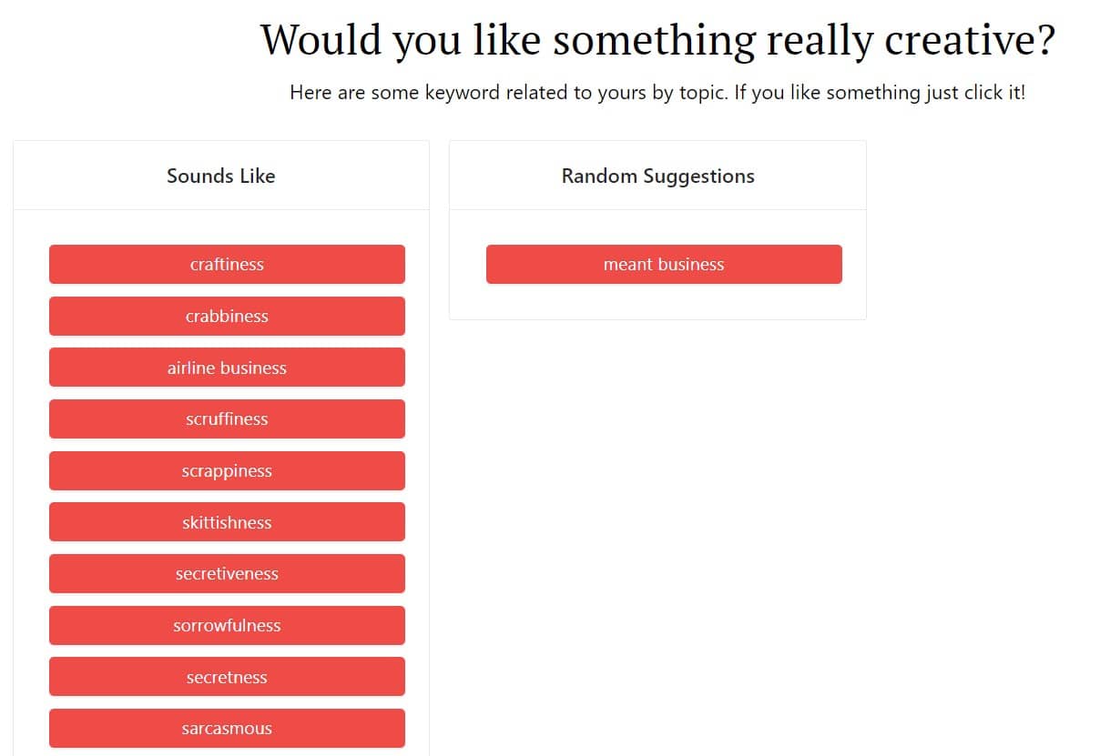 DomainWheel craft business name generator creative keyword suggestions for "craft business"