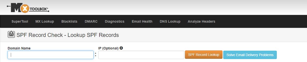 MxToolbox tool for looking up SPF records.