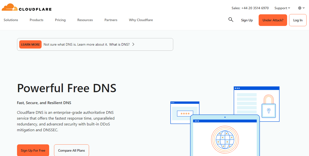 Cloudflare DNS is among the best free DNS servers available.