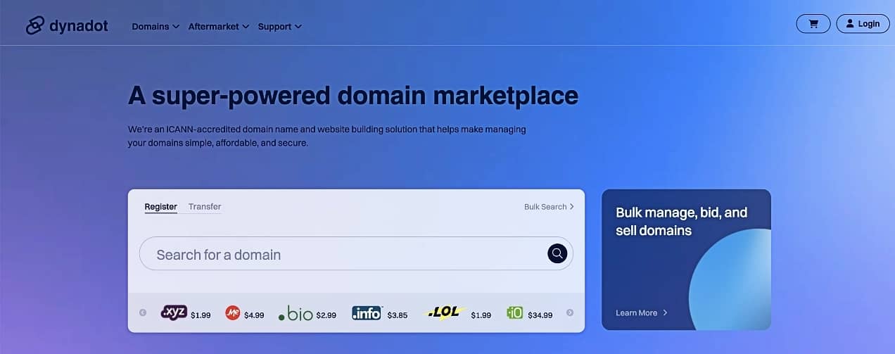 Dynadot, the most user-friendly alternative to Google Domains.