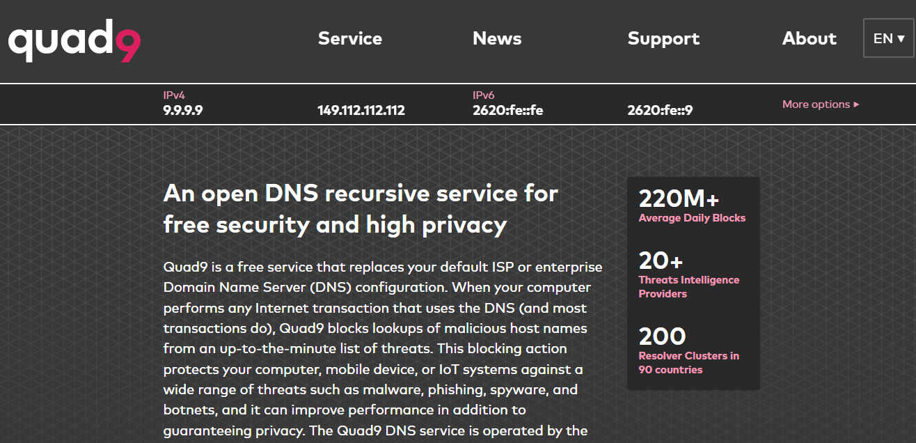 Quad9 is an excellent free DNS server option.