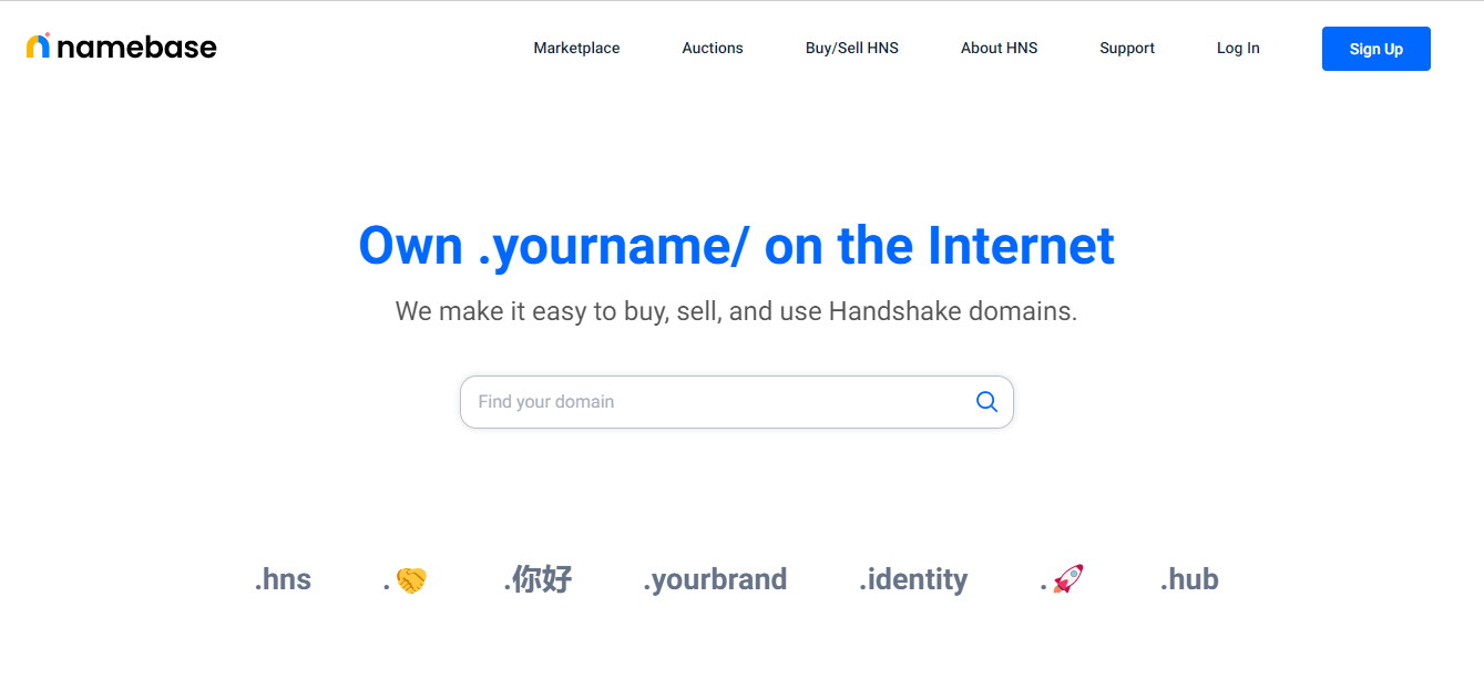 Handshake domains are available on Namebase.