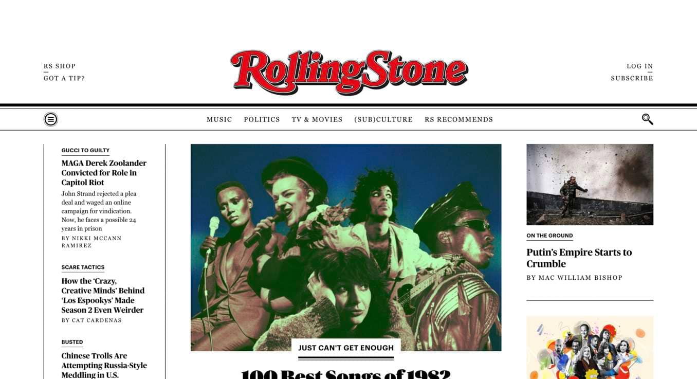 Rolling Stone homepage