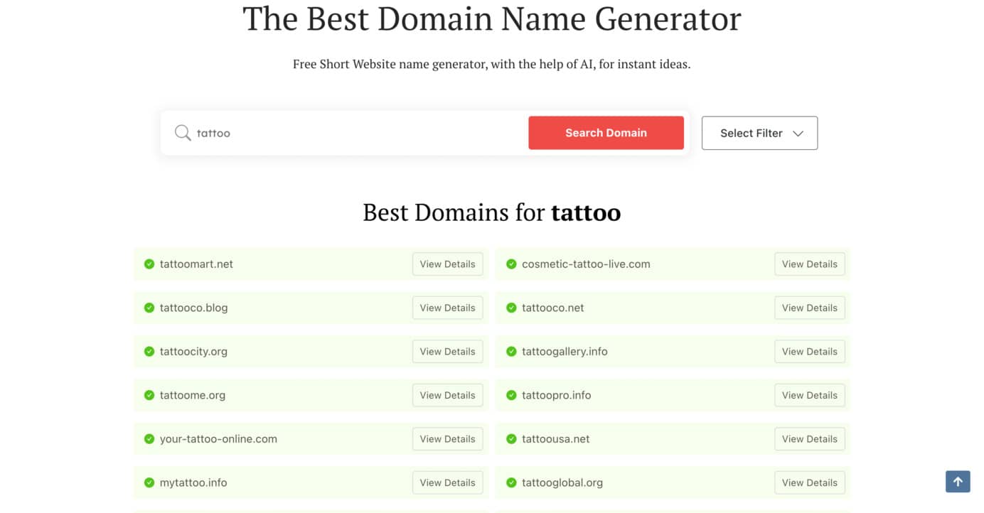A list of tattoo name ideas from Domain Wheel