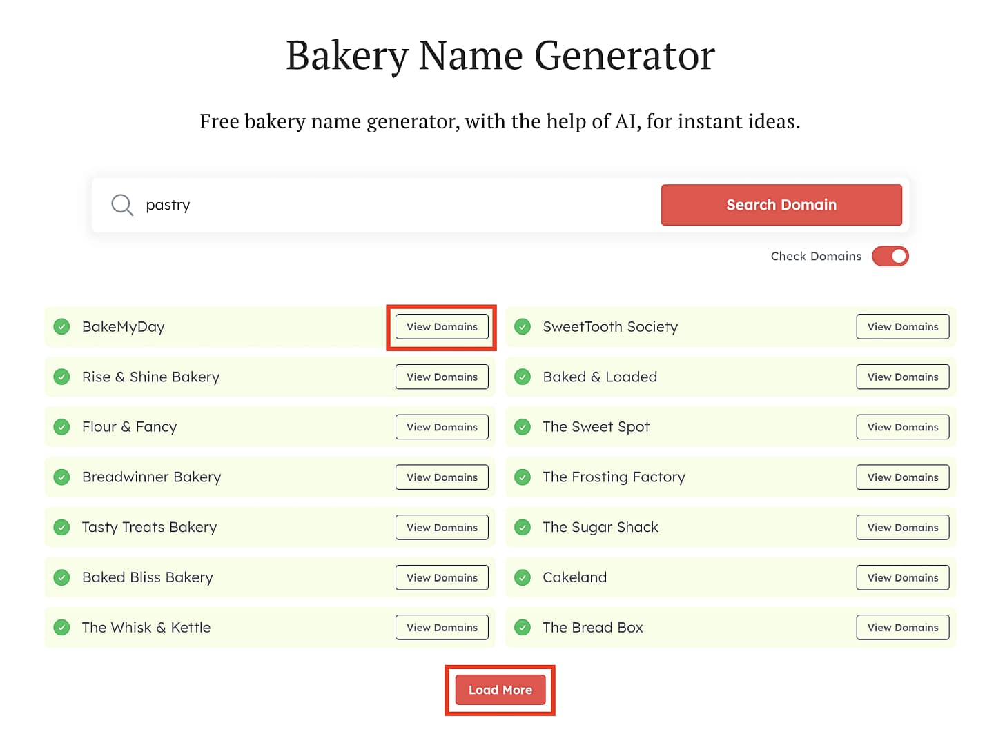 Bakery Name Generator DomainWheel