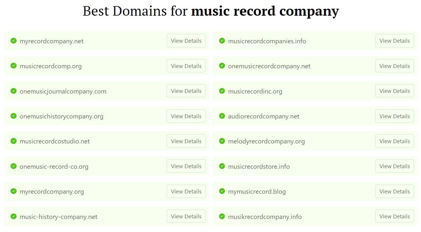 music record company domain wheel search results