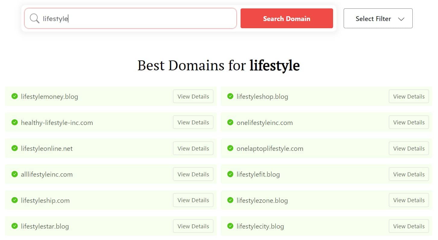 DomainWheel search - lifestyle