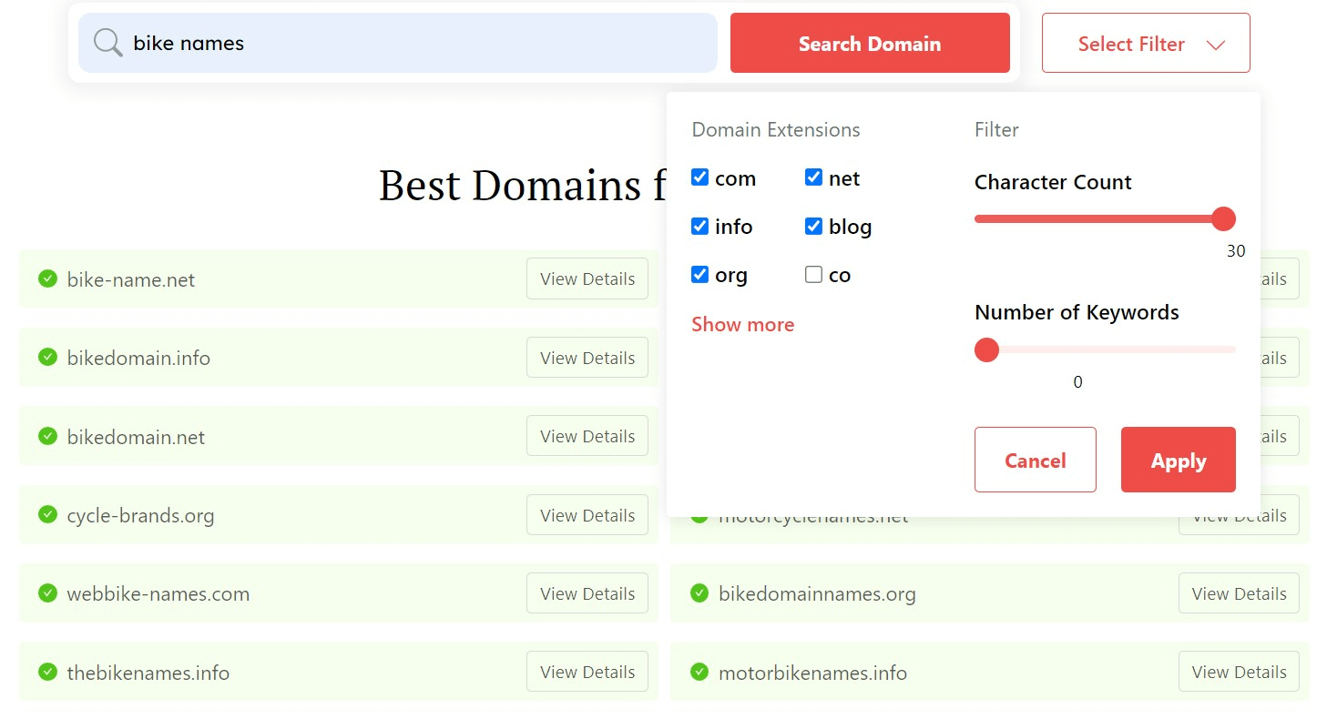 Search Filter domain extension