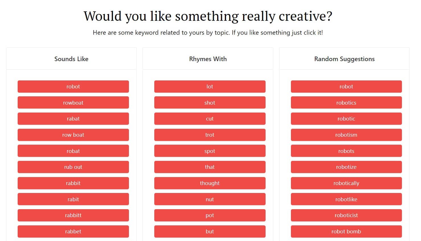 robot name generator - creative options