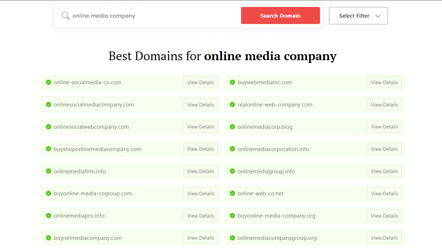 DomainWheel search: Online media company