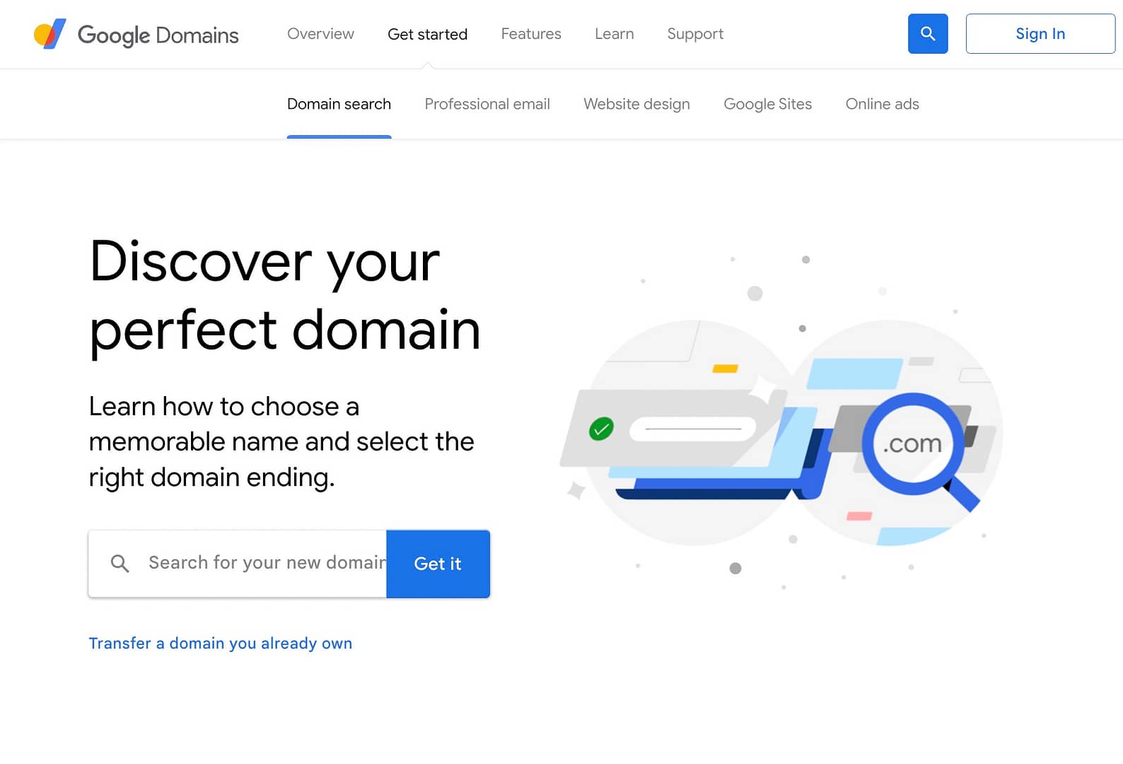 Google Domains vs GoDaddy: Google Domains main page