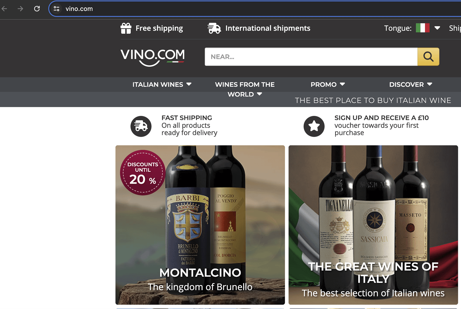 Multilingual business domain idea example from Vino.com.