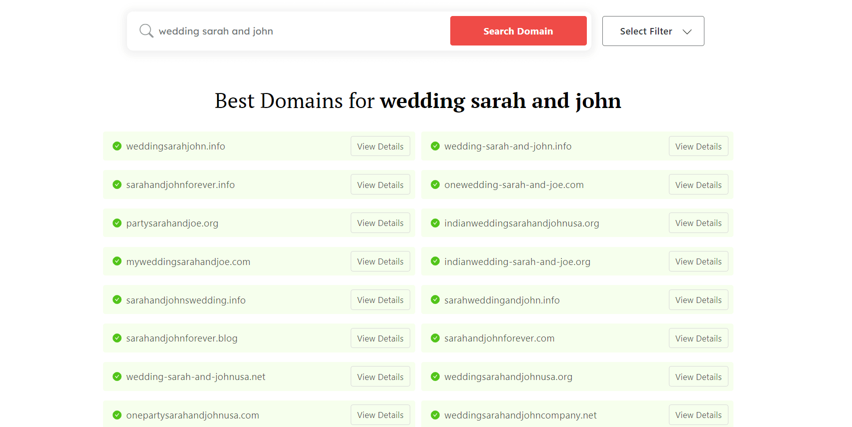 how to make a wedding website, domain name generator