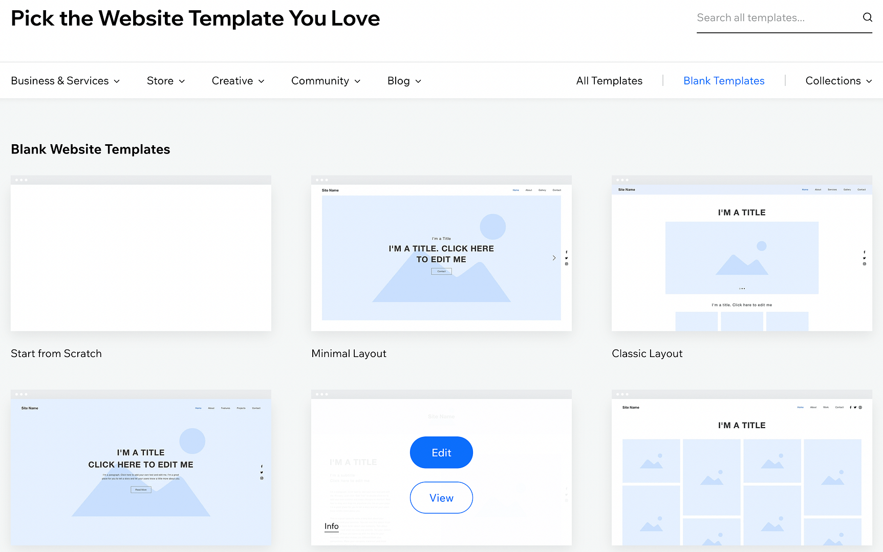 Wix blank templates