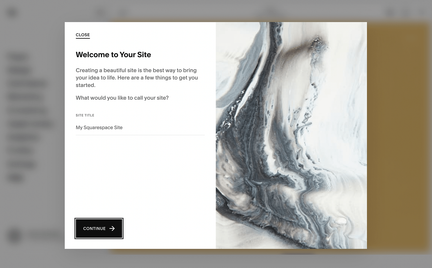 Squarespace "Welcome to Your Site" block