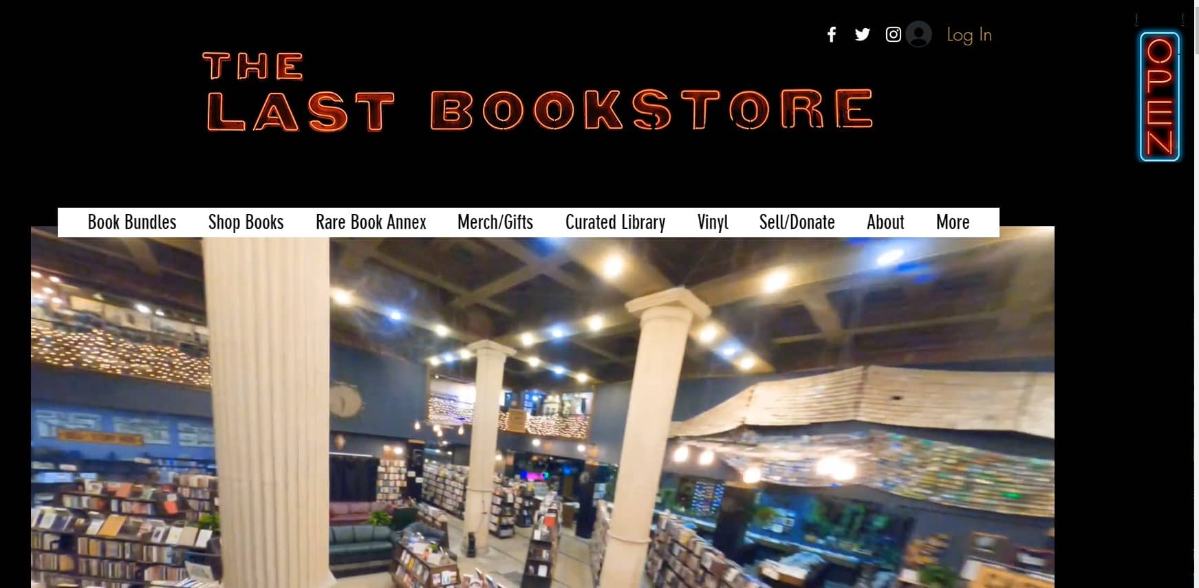 The Last Bookstore homepage