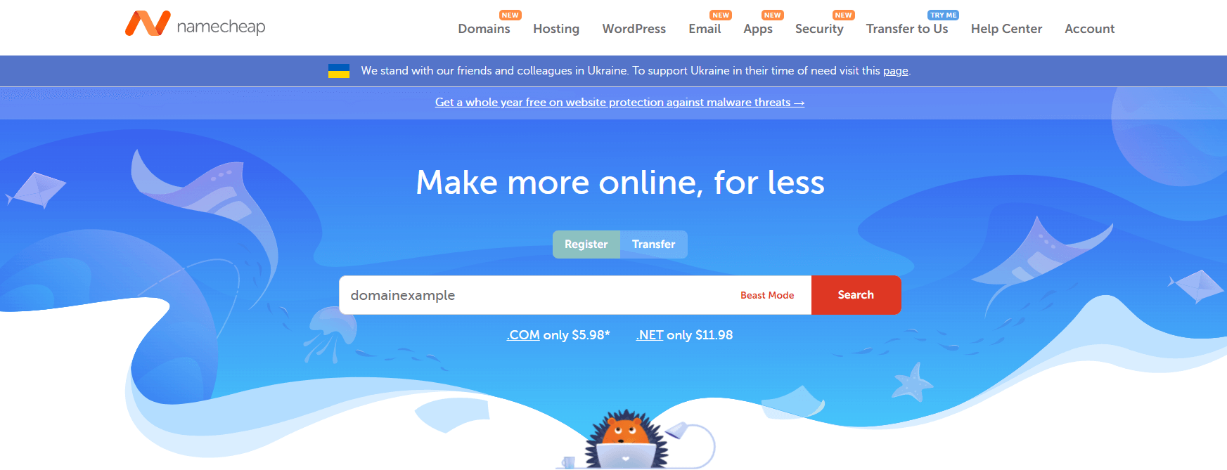 Namecheap search for "domainexample"
