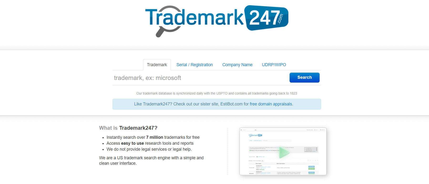 Trademark247 screenshot