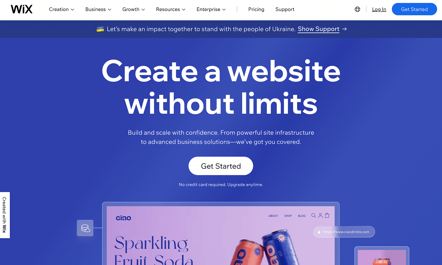 Shopify vs Wix vs Squarespace: Wix homepage