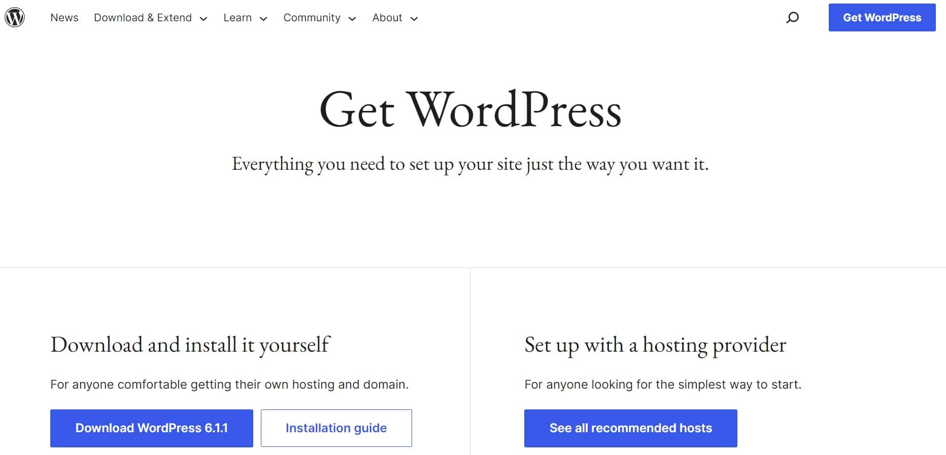 WordPress.org homepage