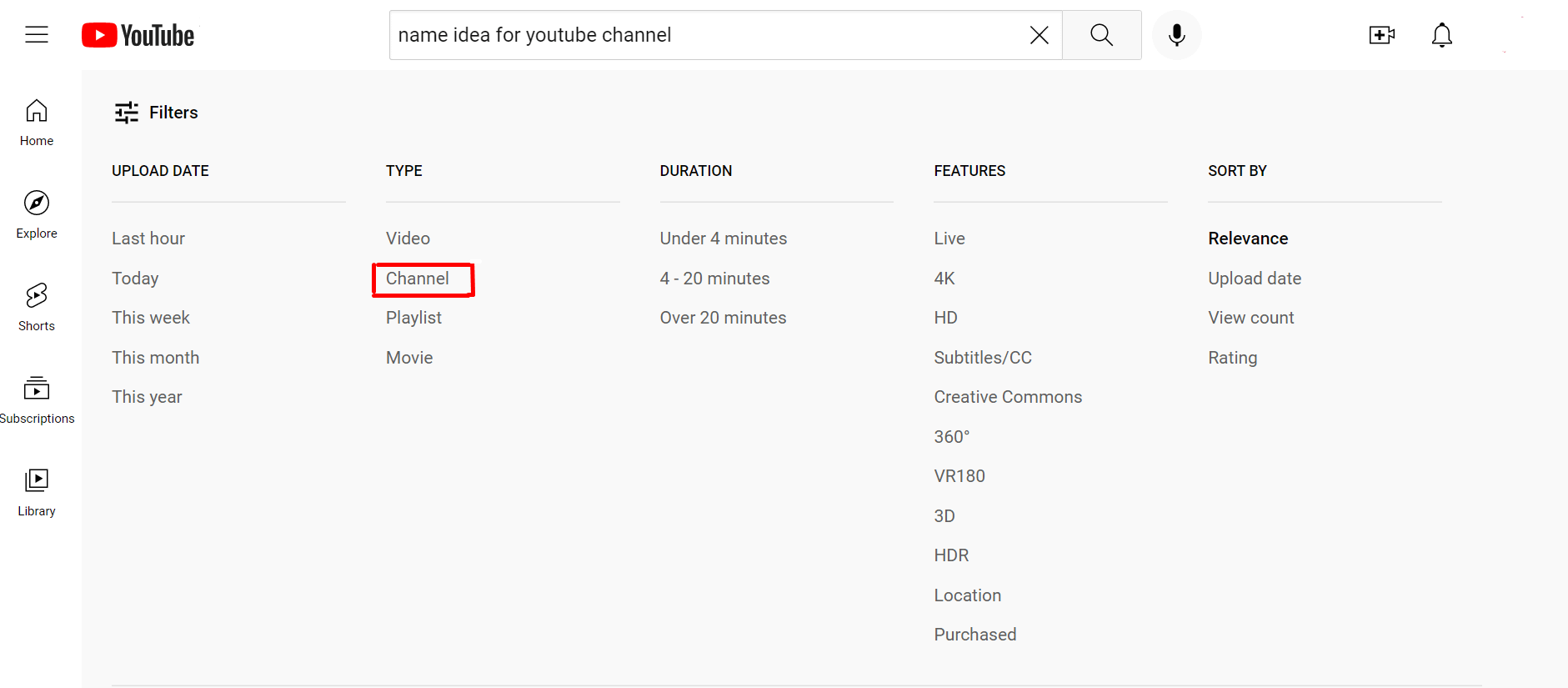 YouTube name generator - check availability by using filters