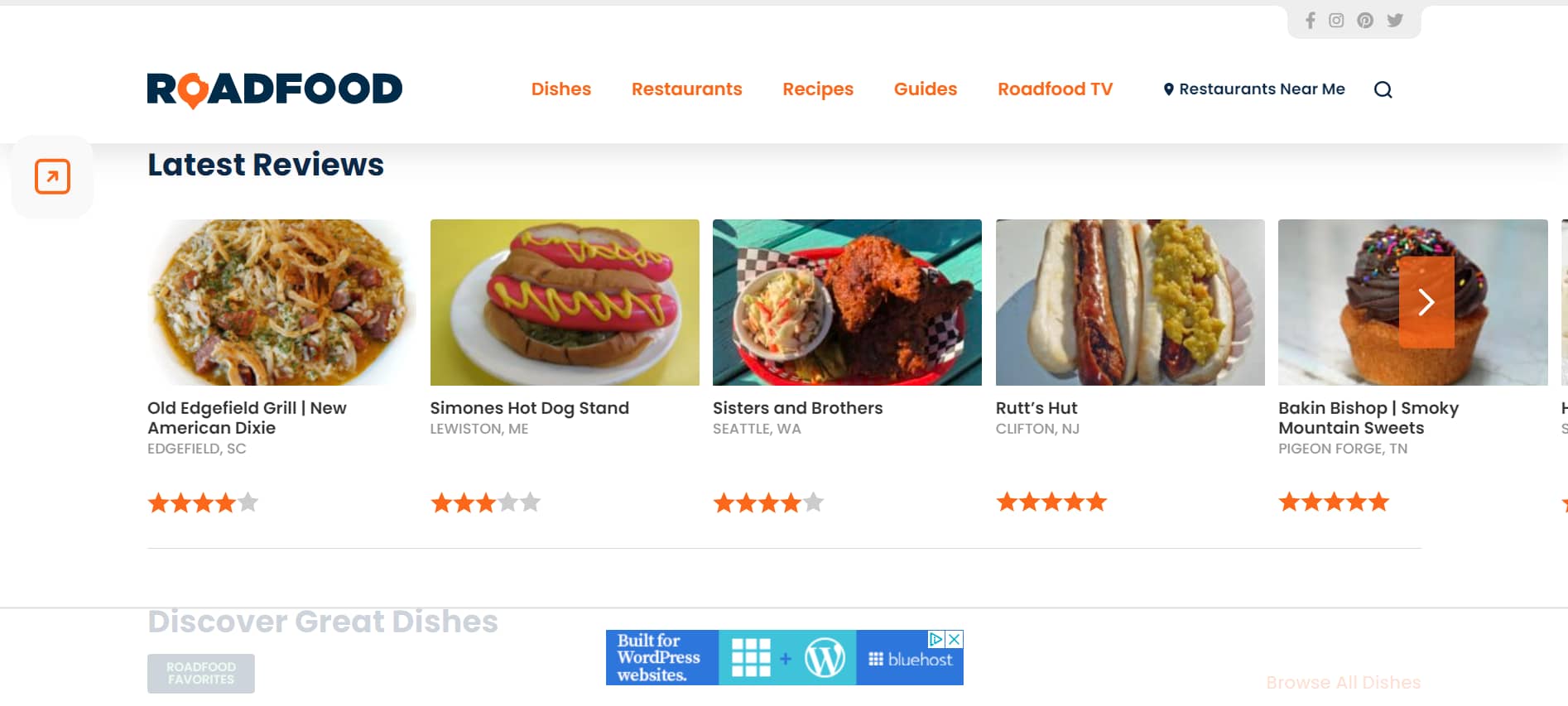 Roadfood website home page