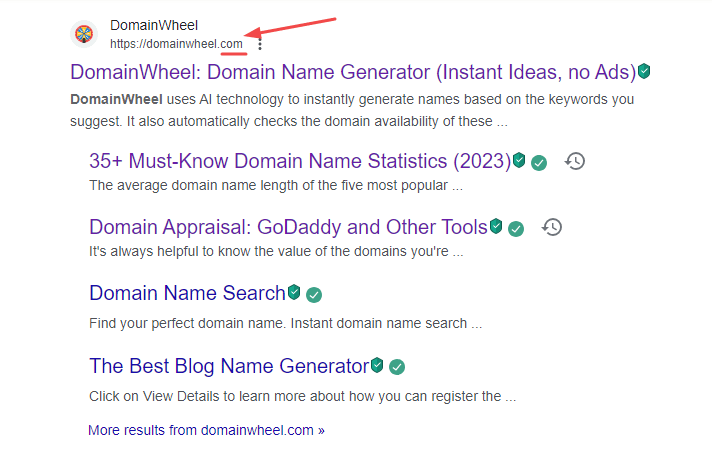 Google results for domainwheel.com search.