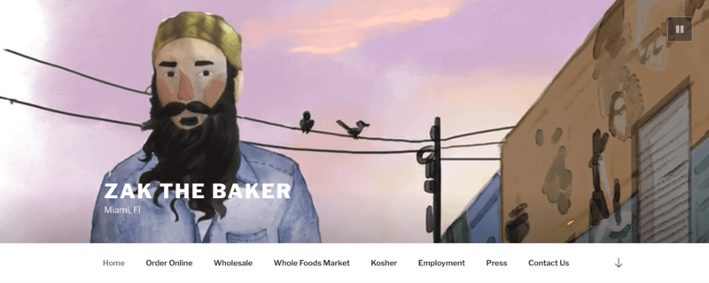Zak The Baker bakery shop name example