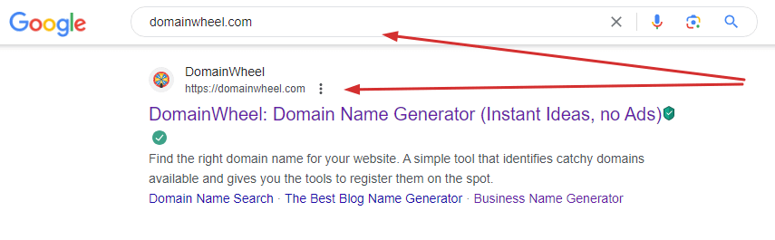 Google search result for "domainwheel.com".