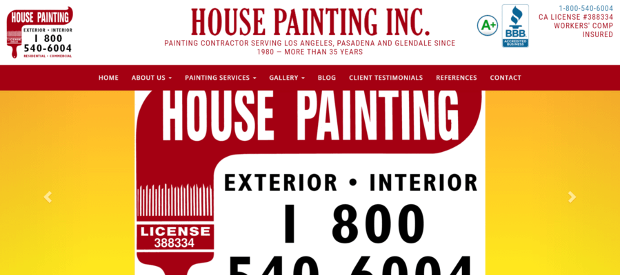 House painting company name ideas: example from House Painting Inc.