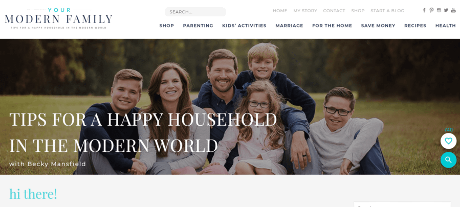 Your Modern Family blog homepage