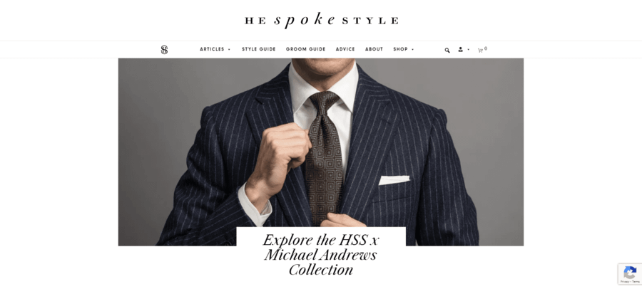 Lifestyle blog topics: He Spoke Style homepage