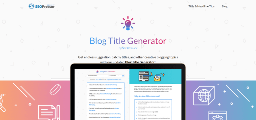 Blog title generator = SEOPressor