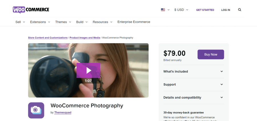 How to start a photography blog: WooCommerce Photography homepage