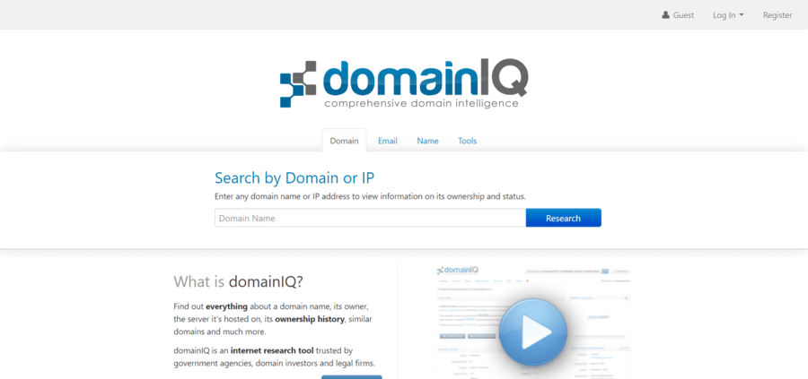 DomainIQ is a premium tool for checking domain history.