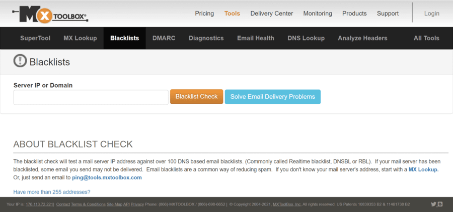 How to check if your email is blacklisted using MxToolbox.
