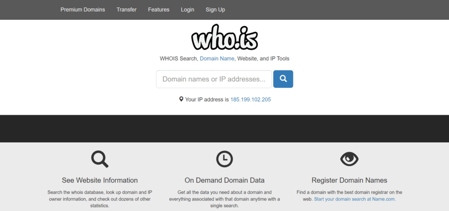 Who.is domain lookup.