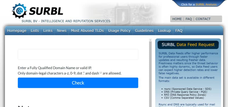 SURBL is one of the best email blacklist providers.