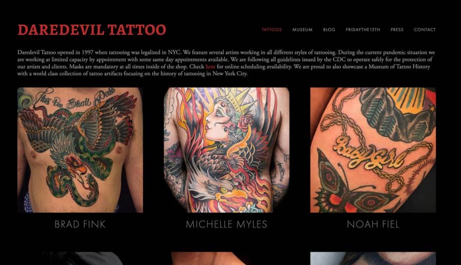 Daredevil Tattoo homepage