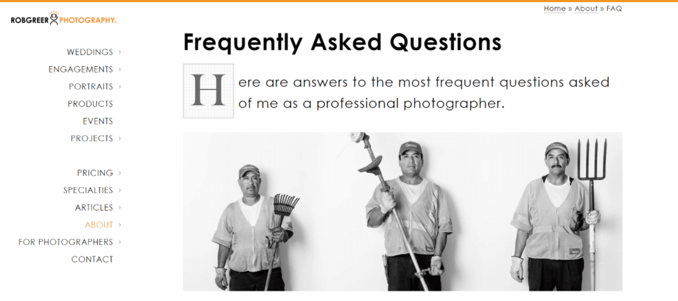 FAQ for Rob Greer Photography