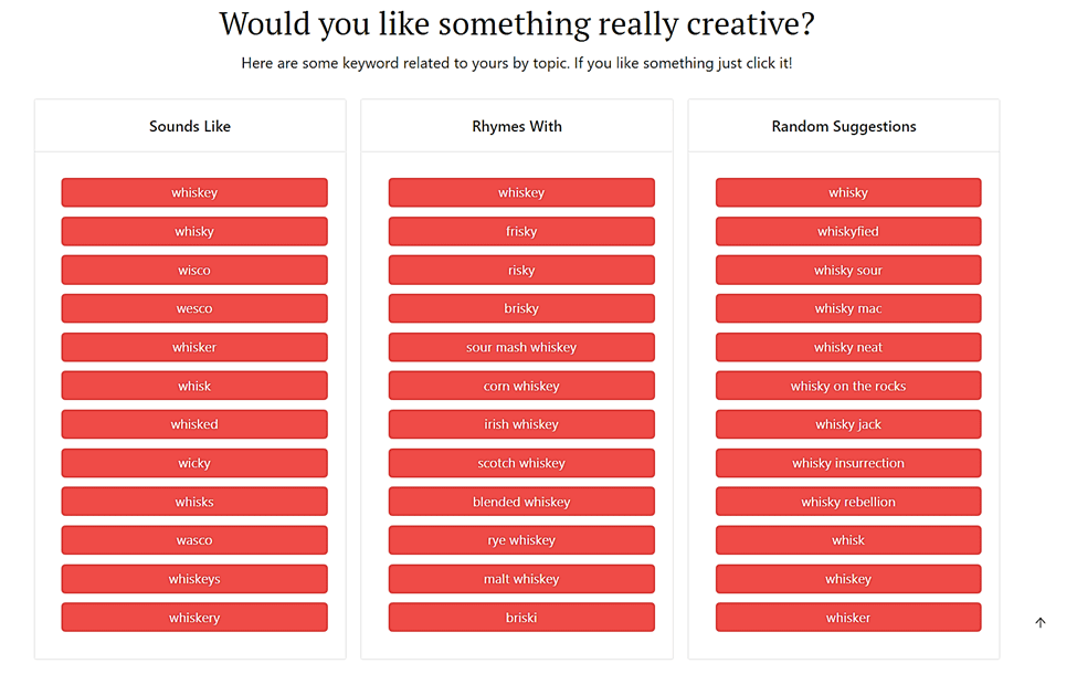 DomainWheel bar name generator additional suggestions