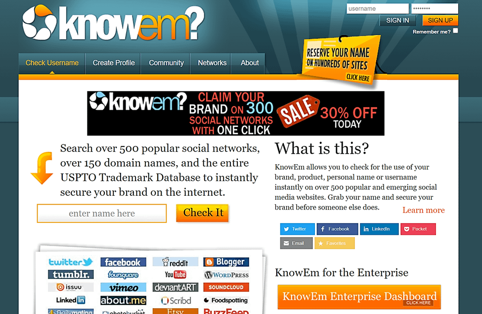 KnowEm branding research tool