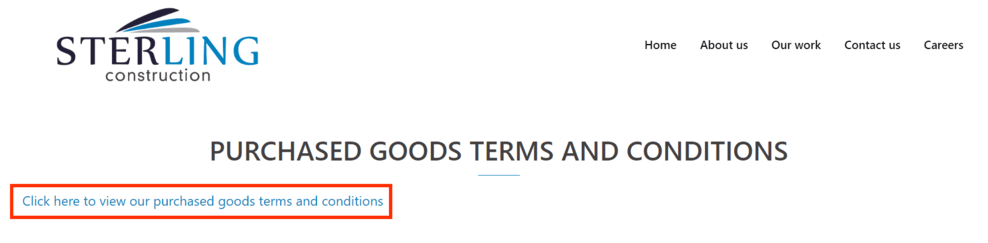 Sterling Contruction terms and conditions page