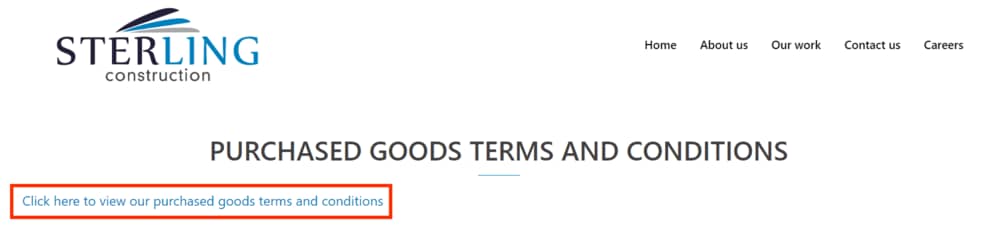 Sterling Contruction terms and conditions page